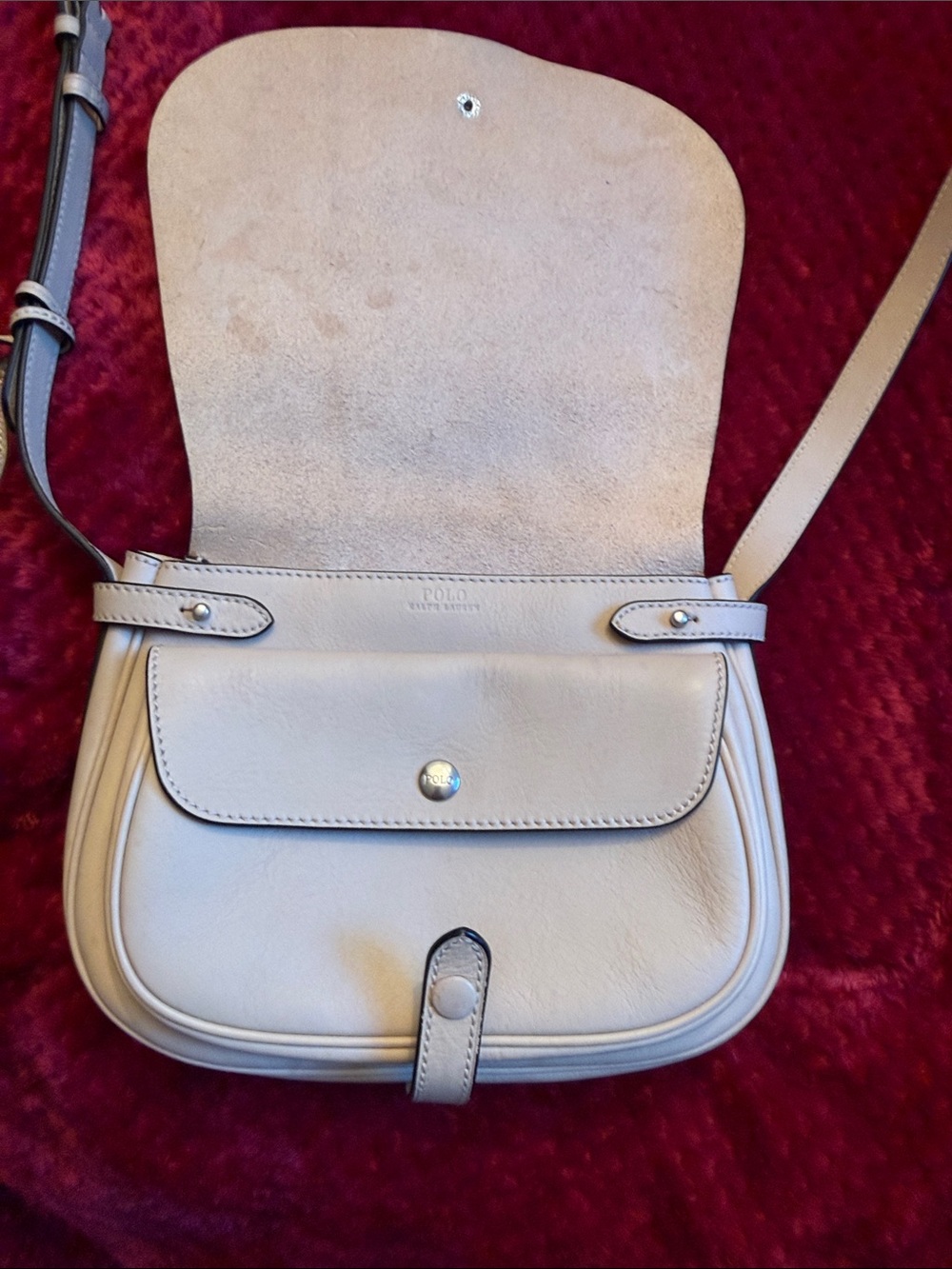 Polo by Ralph Lauren Cream Crossbody Saddle Bag with Tassel - Picture 3 of 5